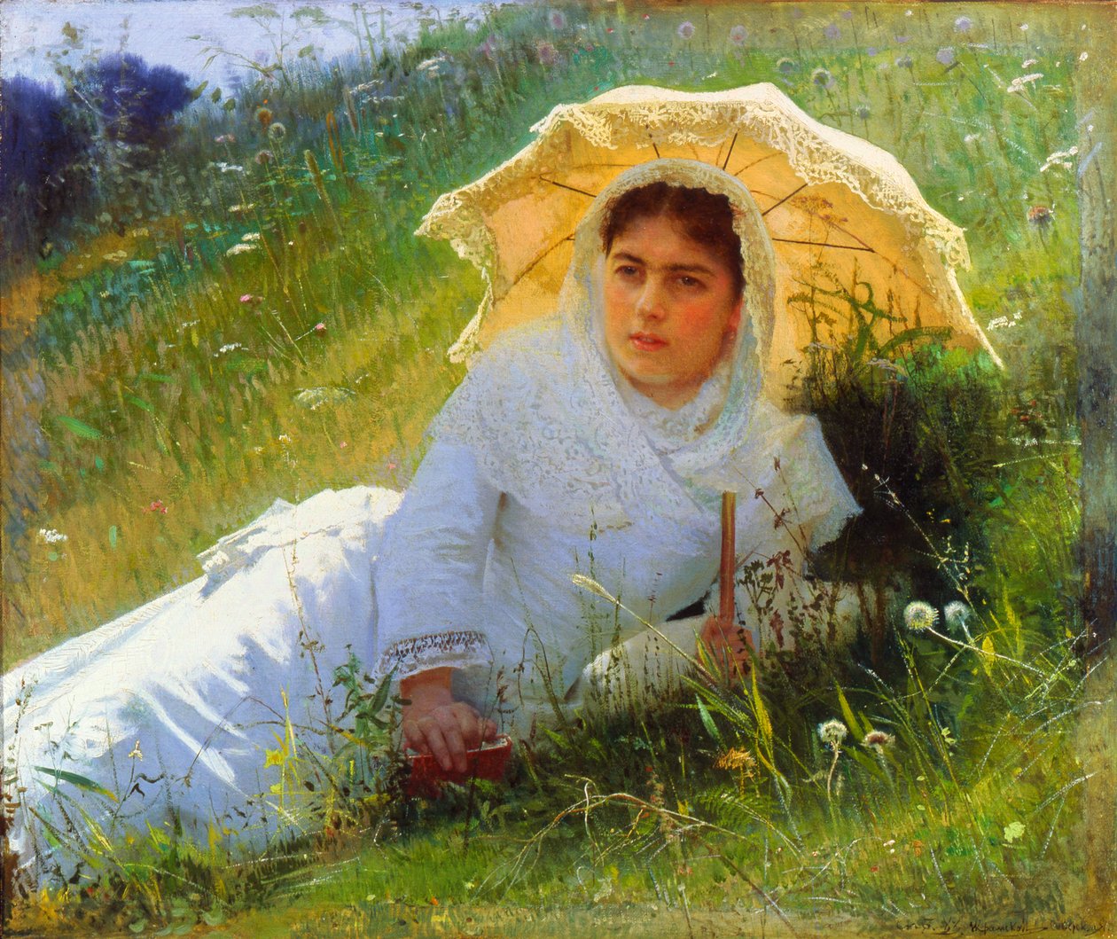 En varm dag på gresset. Middag, 1883 av Ivan Kramskoy