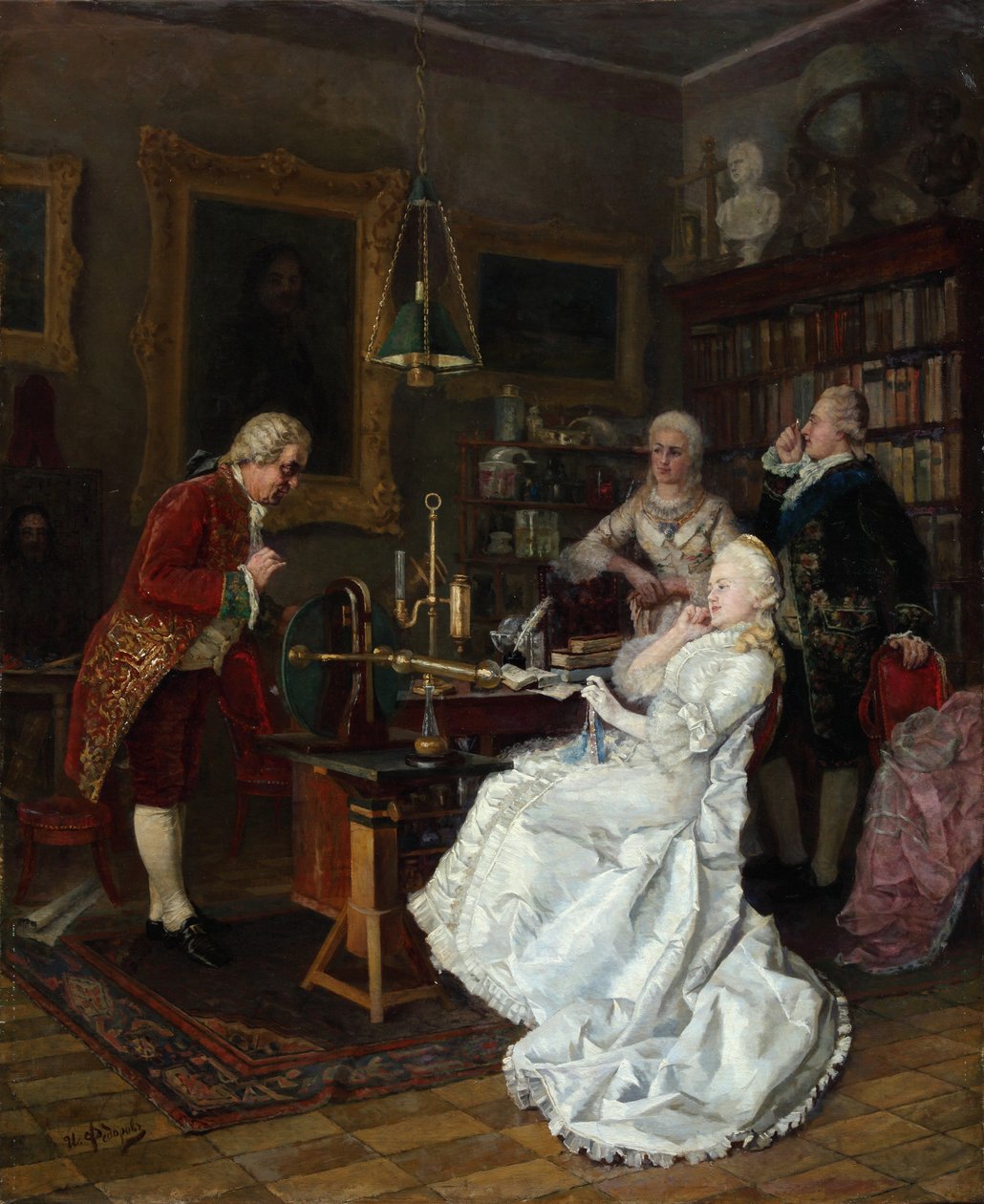 Keiserinne Catherine II besøkte lærde Mikhail Lomonosov, 1884 av Ivan Kuzmich Fyodorov