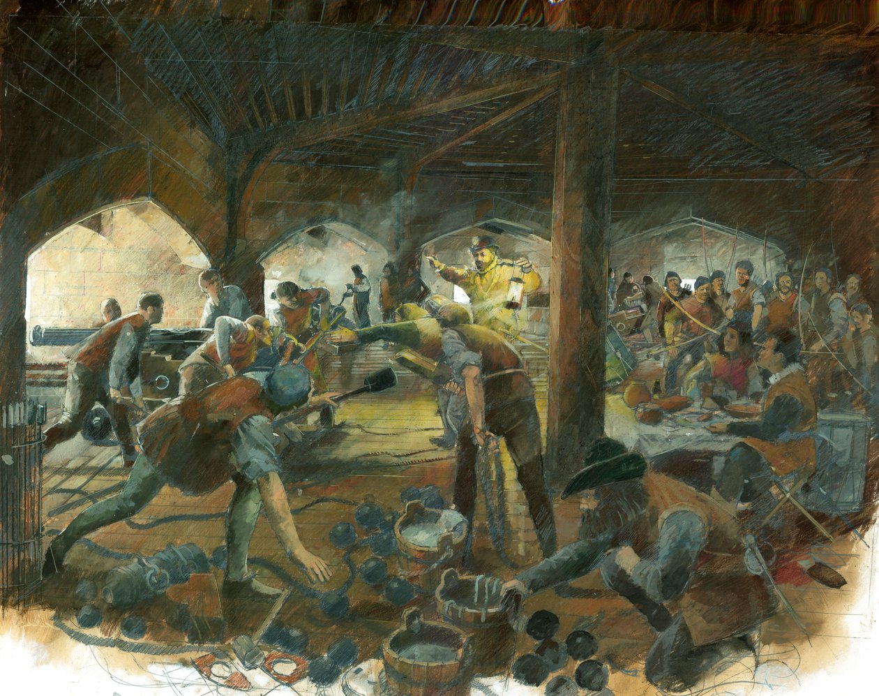 Pistoldekk, Pendennis Castle, Cornwall, slutten av 1540-tallet c1990-c2010 av Ivan Lapper