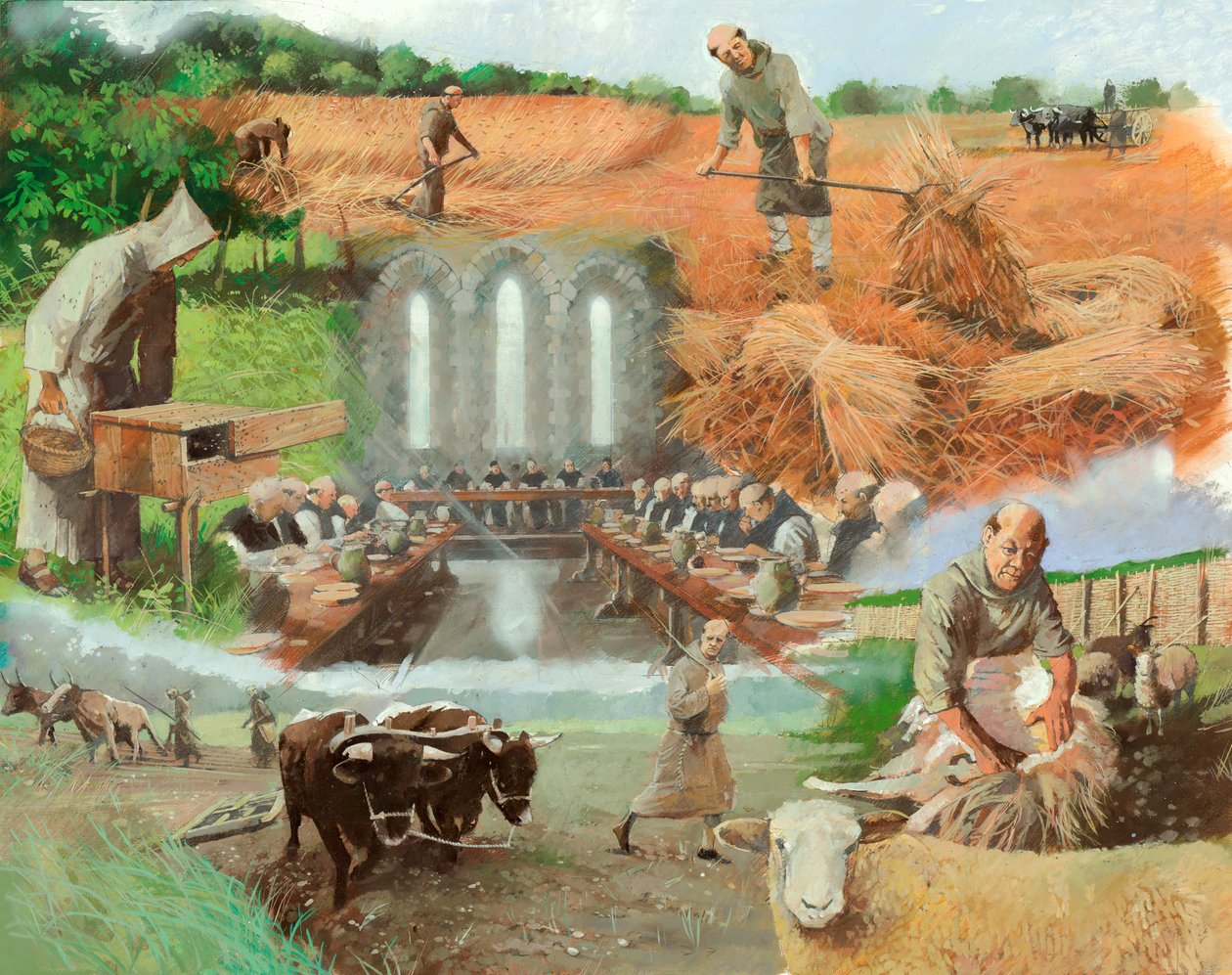 Munker på jobb, c1200-tallet, c1990-2010 av Ivan Lapper