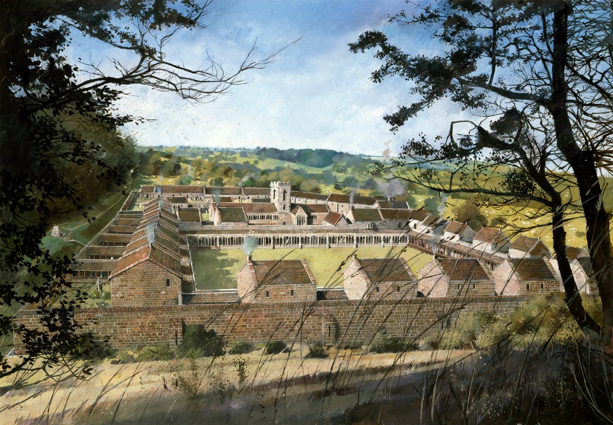 Mount Grace Priory (akvarell på papir) av Ivan Lapper