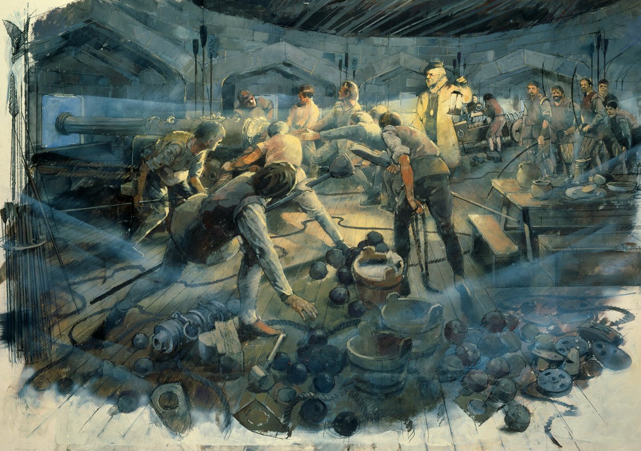 Pendennis Castle Gun Deck, sent på 1540-tallet, c1990-2010 av Ivan Lapper