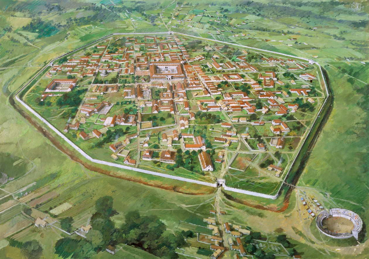 Silchester romerske bymurer, c3rd century, 1990-2010. av Ivan Lapper