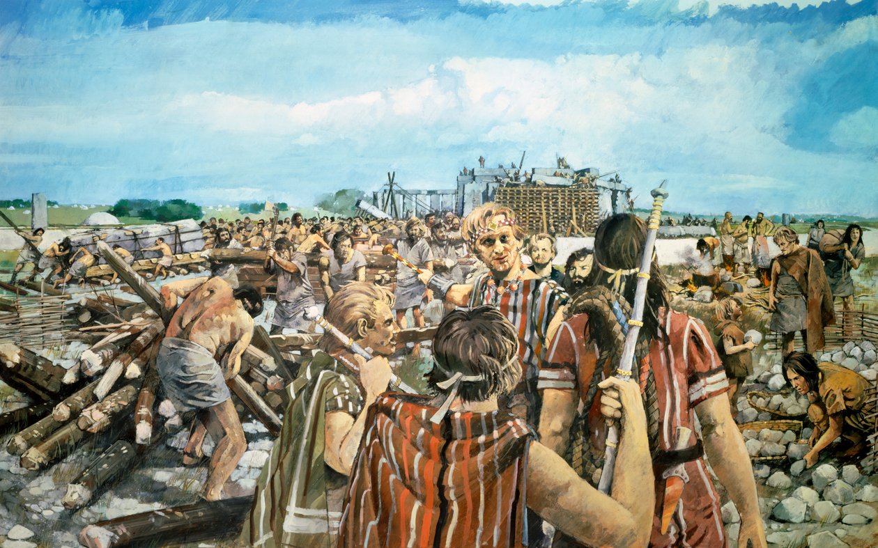 Stonehenge-konstruksjon, c2300BC, c1990-2010 av Ivan Lapper