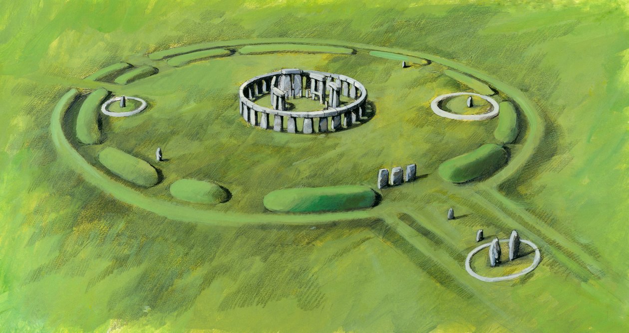 Stonehenge: bygging av Sarsen Circle og prosesjonsallé i senit av tredje fase av Ivan Lapper