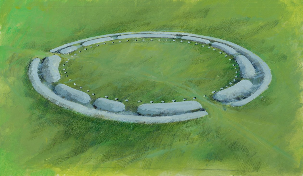 Stonehenge: første fase bestående av en grøft, en voll og en motskarp som omslutter Aubrey-hullene av Ivan Lapper