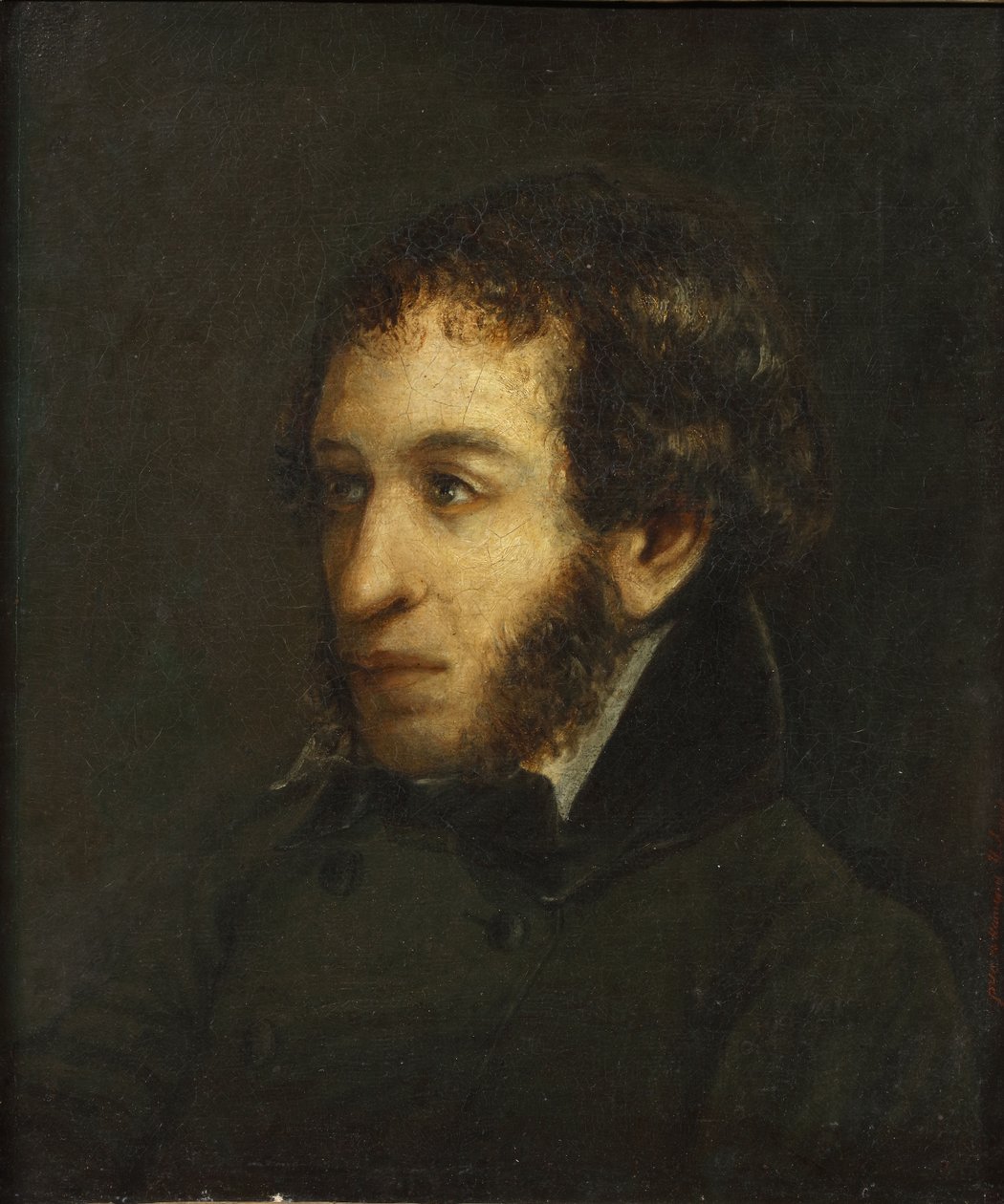 Siste livstidsportrett av poeten Alexander Sergeyevich Pushkin 1799-1837, 1837. av Ivan Loginovich Linev