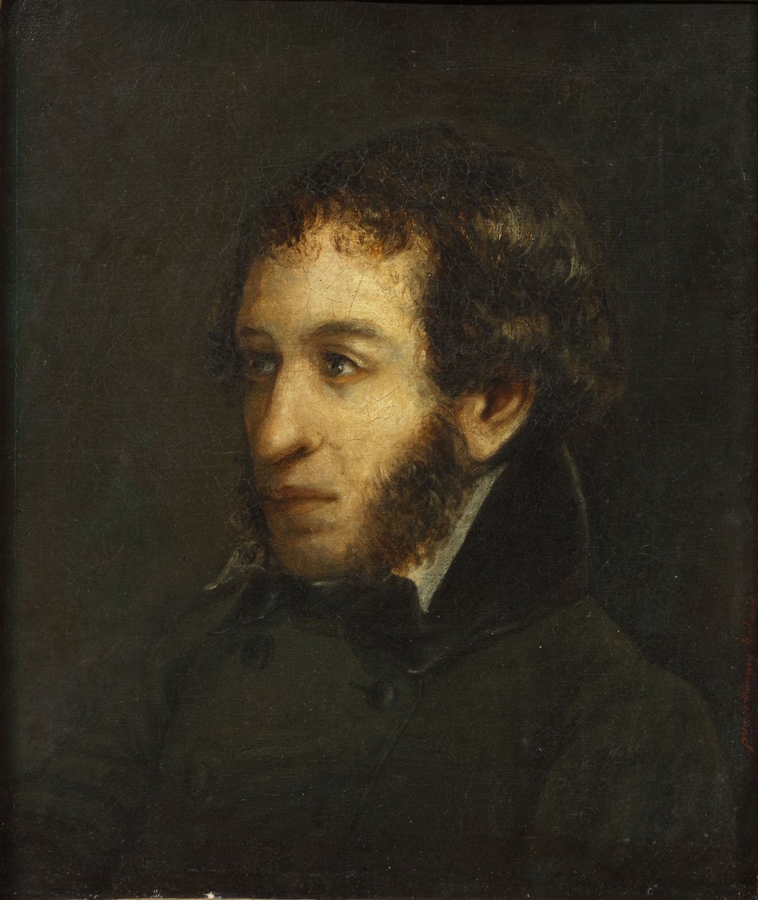 Siste livstidsportrett av poeten Alexander Sergeyevich Pushkin 1799-1837, 1837. av Ivan Loginovich Linev