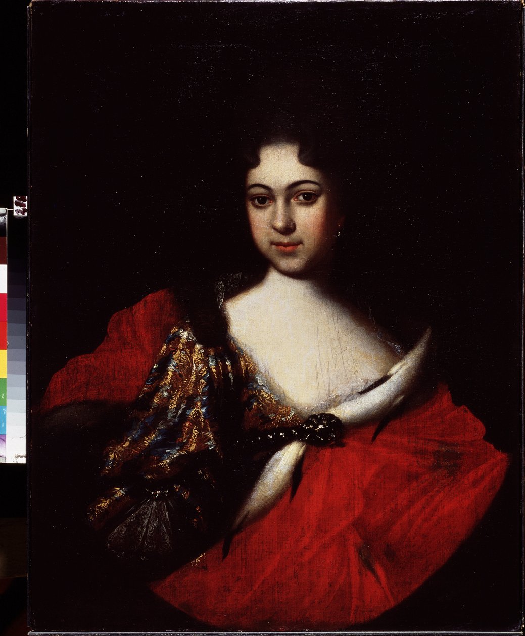 Portrett av keiserinne Praskovia Ivanovna (1694-1731), niese av Pierre I Le Grand (1672-1725) og datter av Ivan V (1666-1696). (Portrett av Tzarevna Praskovya Ivanovna, niese til Peter den store). Peinture av Ivan Nikitich Nikitin (Nikitine) (vers 1680-apr av Ivan Nikitich Nikitin
