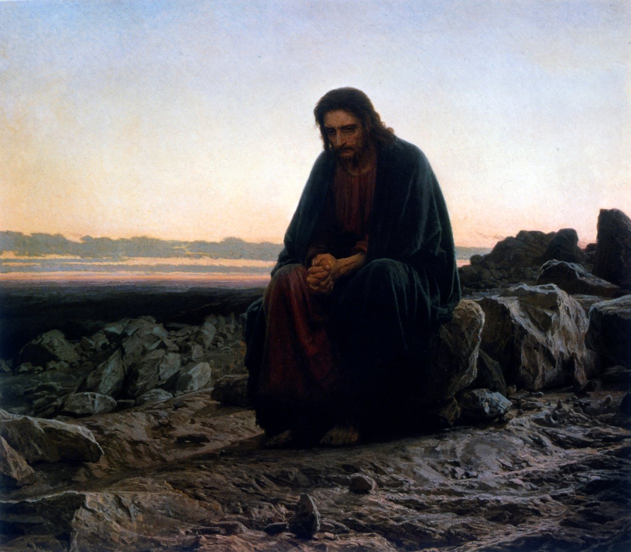 Kristus i ørkenen. eller Kristus i villmarken av Ivan Nikolaevich Kramskoy