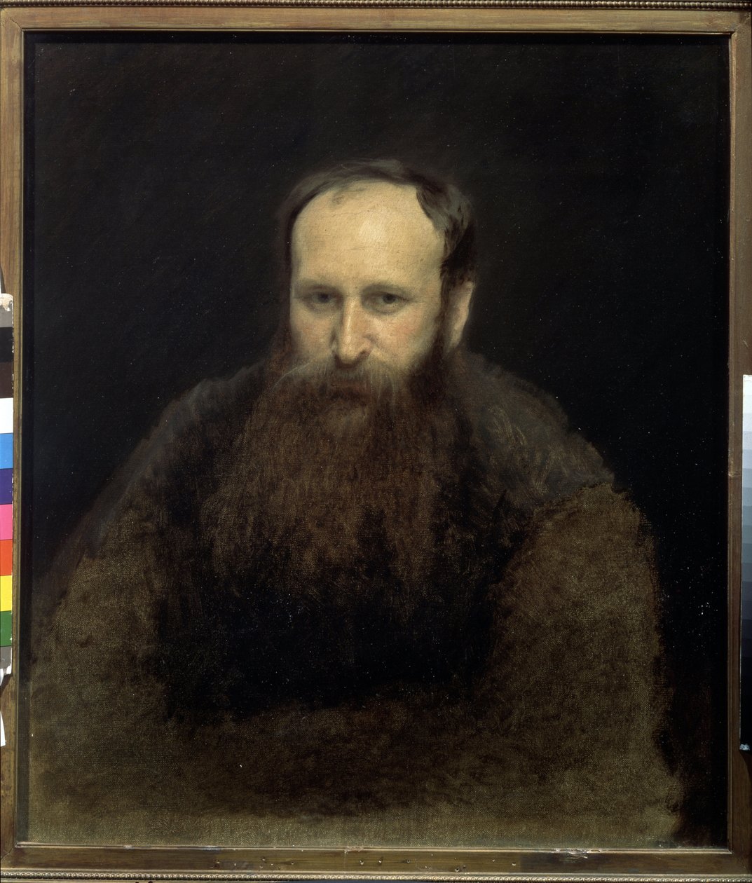Portrett av kunstneren Vasily Vereshchagin (1842-1904) (Portrett av kunstneren V.Vershchagin). maleri av Ivan Nikolayevich Kramskoi (1837-1887), olje på lerret av Ivan Nikolaevich Kramskoy