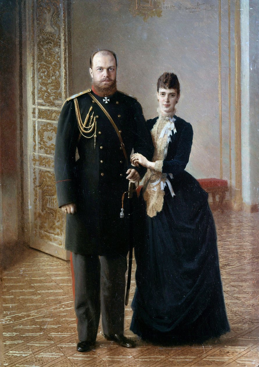 Portrett av den russiske tsaren Alexander III (1845-1895) med sin kone Maria Fedorovna Maleri av Ivan Nikolaevich Kramskoi (Kramskoy) (1837-1887) av Ivan Nikolaevich Kramskoy