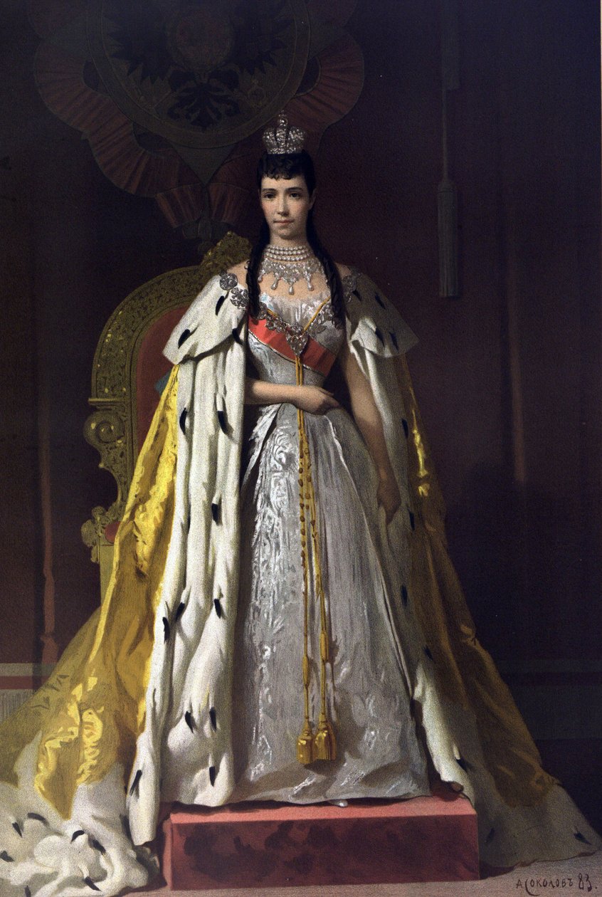Kroningsalbum av tsar Alexander III av Russland (1845-1894) og keiserinne Maria Feodorovna (Dagmar av Danmark) (1847-1928) - Kroningsportrett av keiserinne Maria Feodorovna, prinsesse Dagmar av Danmark (Fra kroningsalbumet) av Ivan Nikol av Ivan Nikolaevich Kramskoy