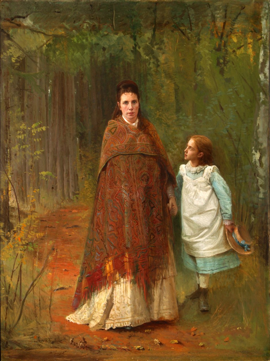 I parken. Portrett av kunstnerens kone og datter, 1875 av Ivan Nikolaevich Kramskoy