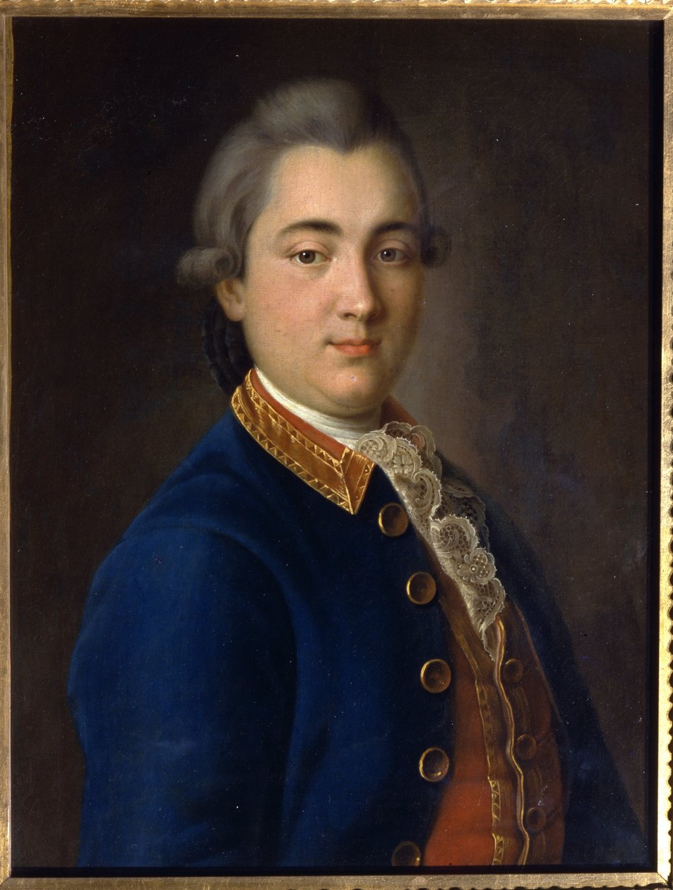 Portrett av Boris Vladimirovich Sheremetev (1754-1811) i uniform av kavalerigardens regiment. (Portrett av B.V. Sheremetev i The Uniform Of The Cavalry Guard Regiment). Maleri av Ivan Petrovich Argunov (Argounov) (1729-1802), olje på lerret av Ivan Petrovich Argunov