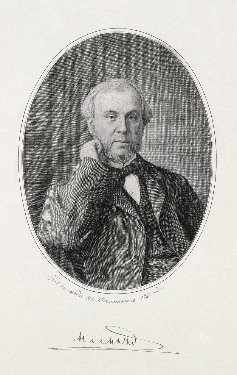 Portrett av Nikolay Alexeyevich Milyutin 1818-1872, 1883 av Ivan Petrovich Pozhalostin
