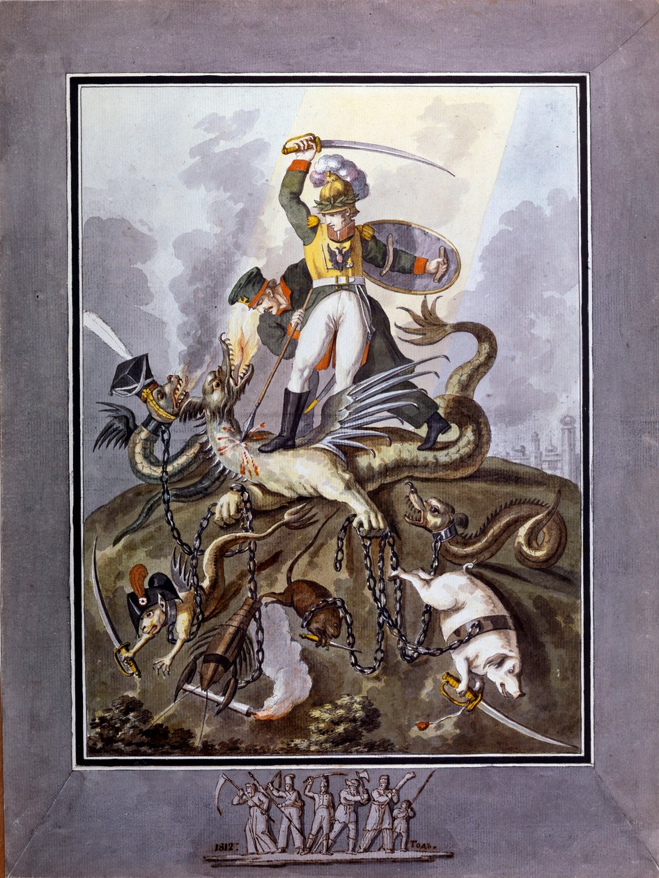 ""1812"": allegori om nederlaget til hæren til Napoleon I under den russiske kampanjen (1812) - Verk av Ivan Philippovich Tupylev (Toupylev) (1758-1821) av Ivan Philippovich Tupylev