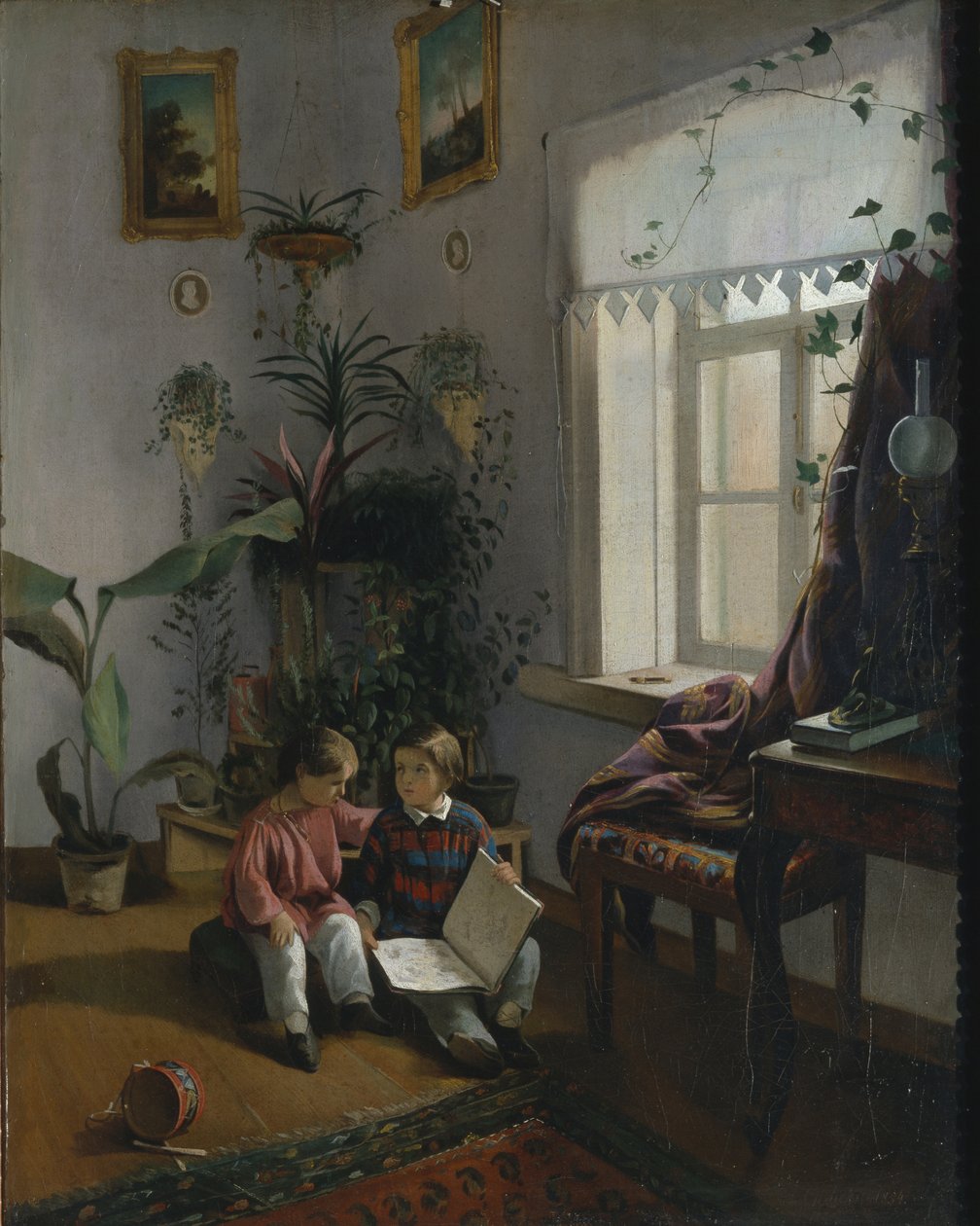 I rommet. Unge gutter ser på bok, 1854 av Ivan Phomich Khrutsky