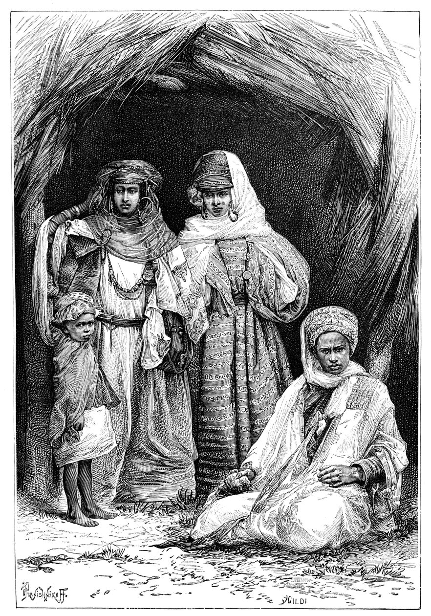 En Khumir mann, kvinne og barn, Nord-Afrika, 1895. av Ivan Pranishnikoff