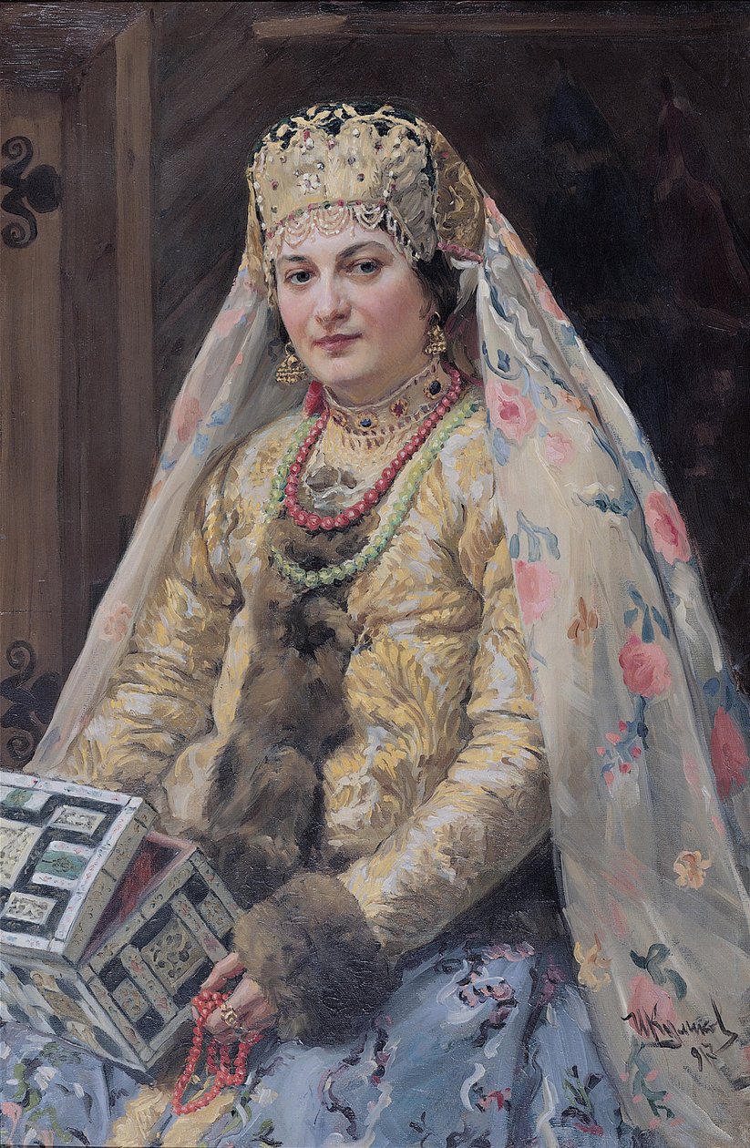 ""Portrett av kunstnerens kone"" Maleri av Ivan Koulikov (1875-1941) 1917 Dim 102,8x67,3 cm Privat samling av Ivan Semyonovich Kulikov