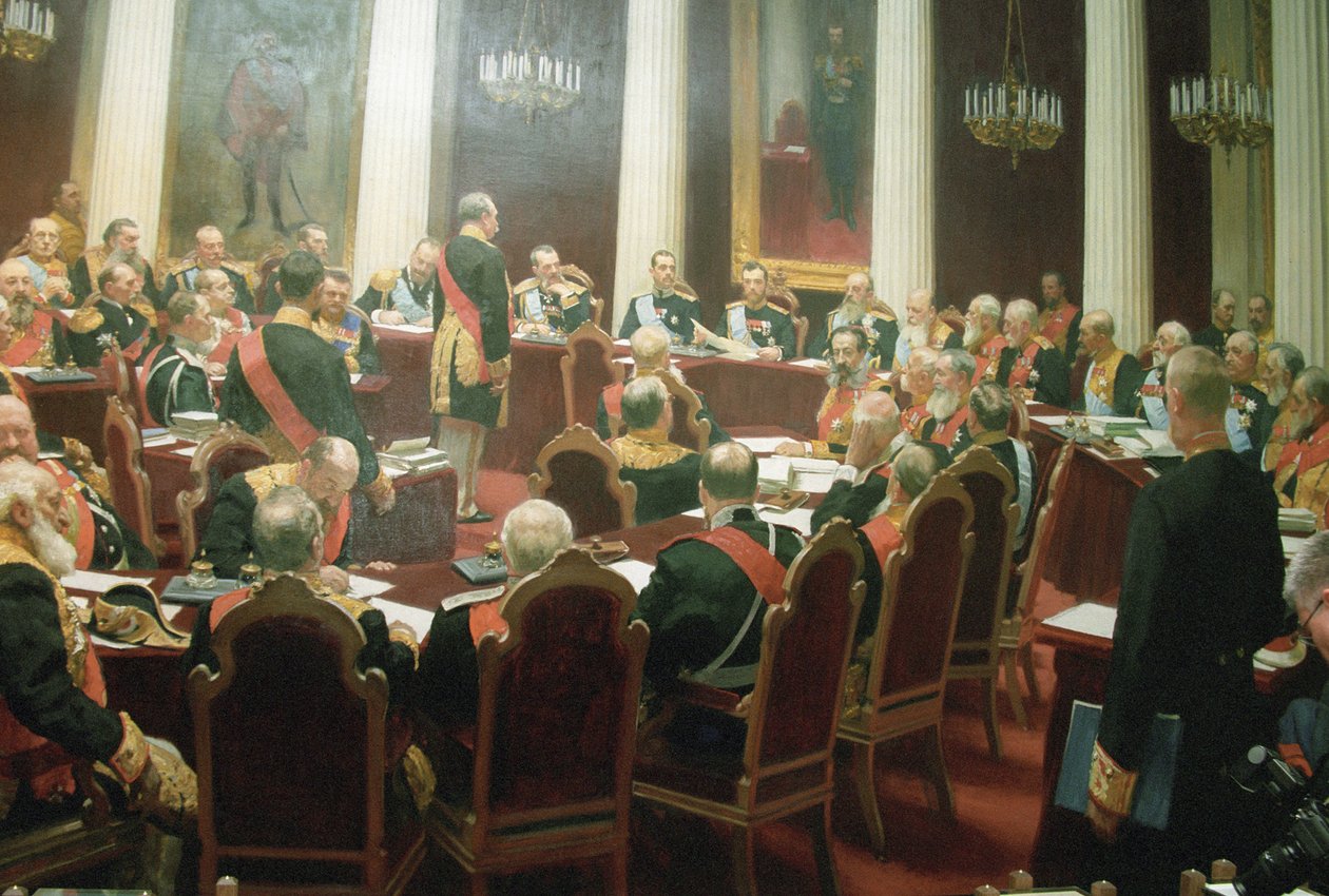 Den seremonielle sesjonen til statsrådet i det keiserlige Russland 7. mai 1901, 1903 av Ivan Semyonovich Kulikov