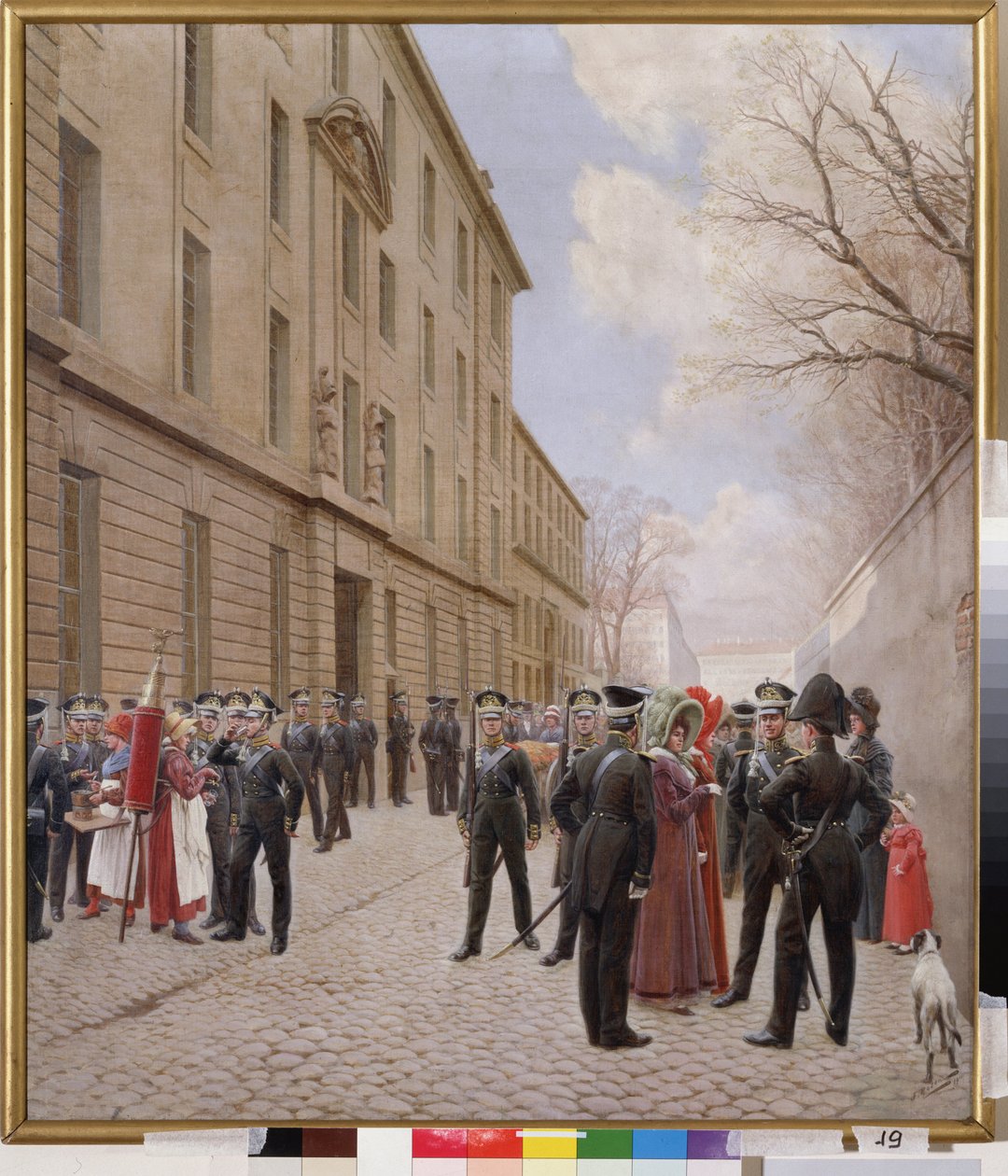 Den russiske keisergarden i Paris (Frankrike) i 1814. (Tredje koalisjon 1803-1805, episode av Napoleonskrigene). Maleri av Ivan Semyonovich Rosen (1857-1918), olje på lerret av Ivan Semyonovich Rosen