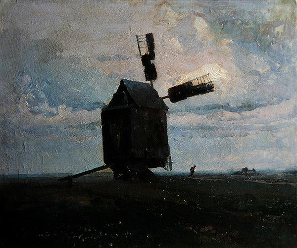 Vindmølle, ca. 1930 (olje om bord) av Ivan Trusz