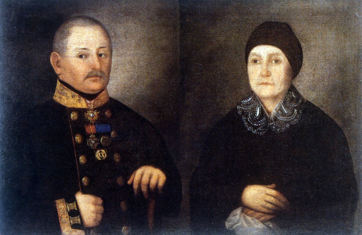 portrett av major Kroupianov og hans kone av Ivan Vasilievich Tarkhanov