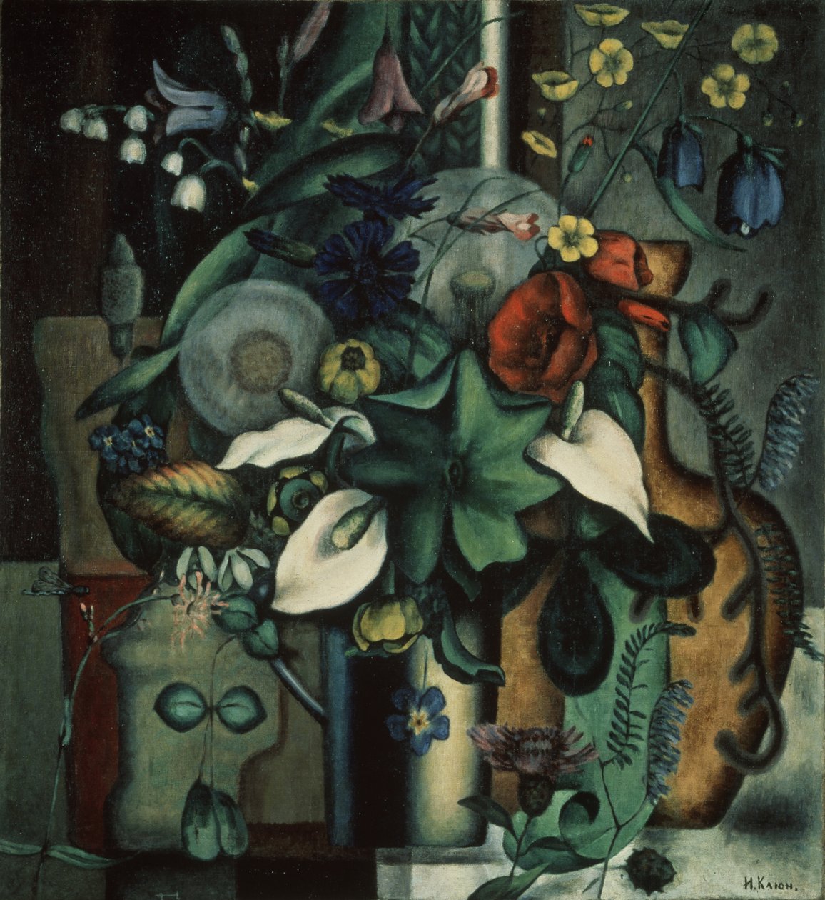 Stilleben med blomster og mugge, 1929 av Ivan Vassilyevich Klyun