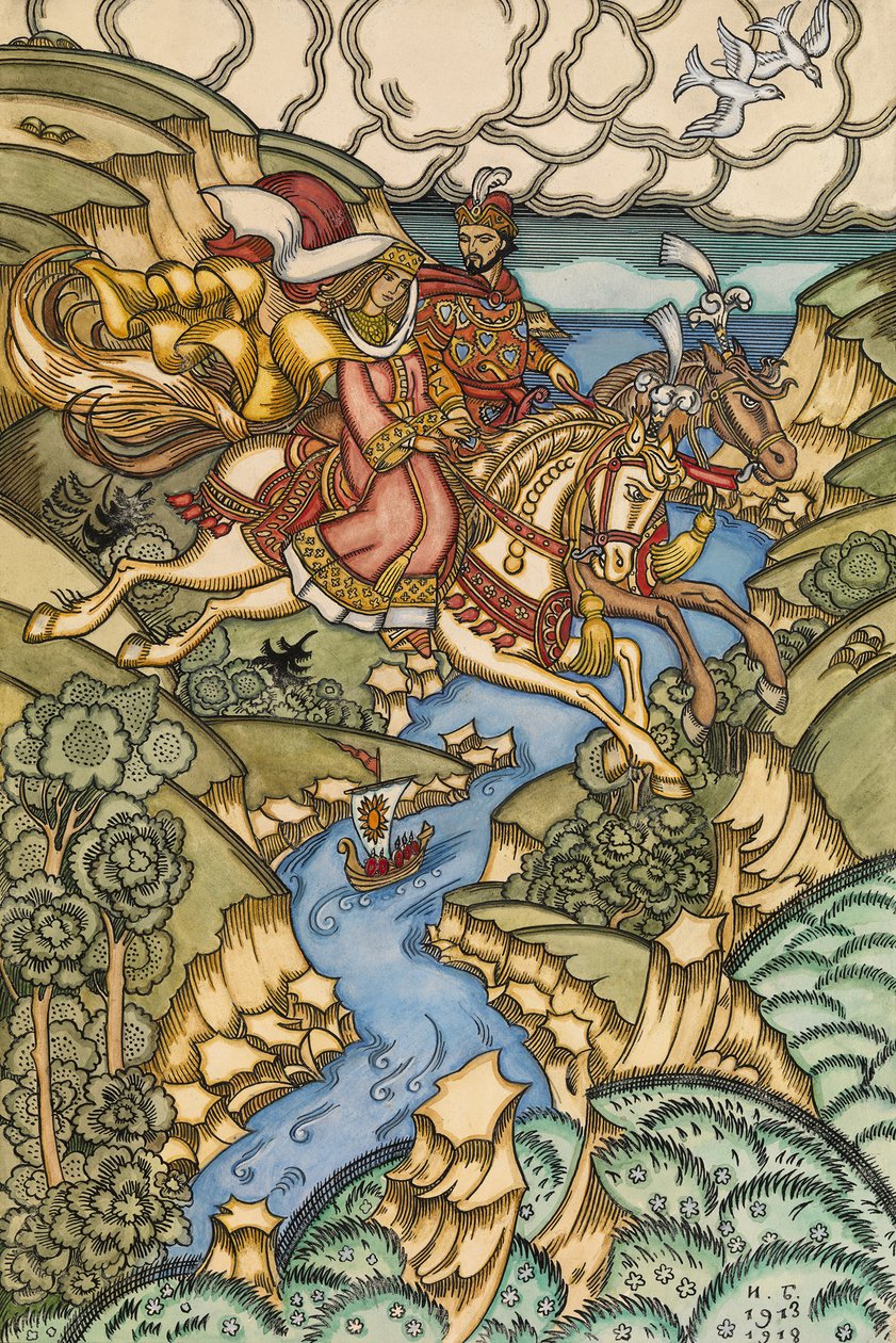 Illustrasjon til eventyret Marya Morevna, 1913-1915 av Ivan Yakovlevich Bilibin