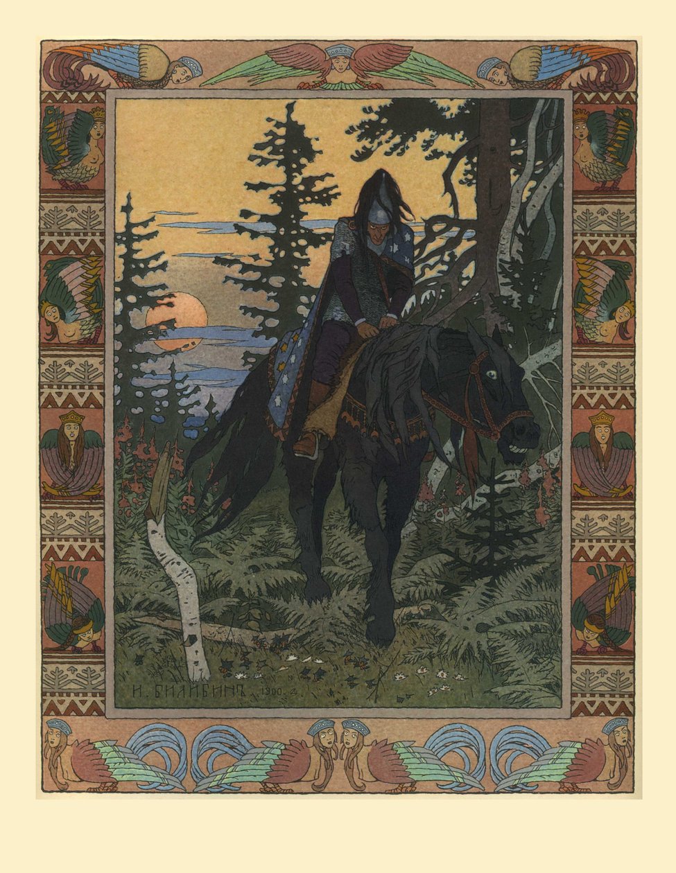 Illustrasjon for eventyret om Vasilisa den vakre og hvite rytteren, 1900 av Ivan Yakovlevich Bilibin