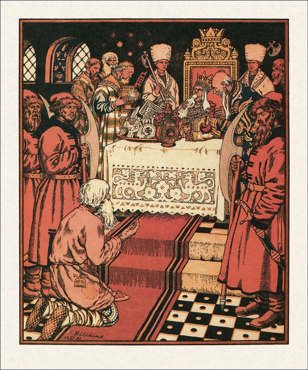 Illustrasjon til The Tale of the Fisherman and the Fish, 1933 av Ivan Yakovlevich Bilibin