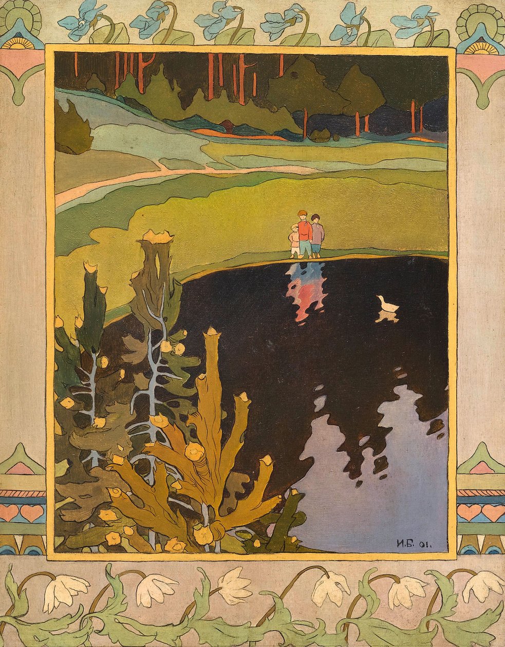 Illustrasjon til eventyret Den hvite and, 1901. av Ivan Yakovlevich Bilibin