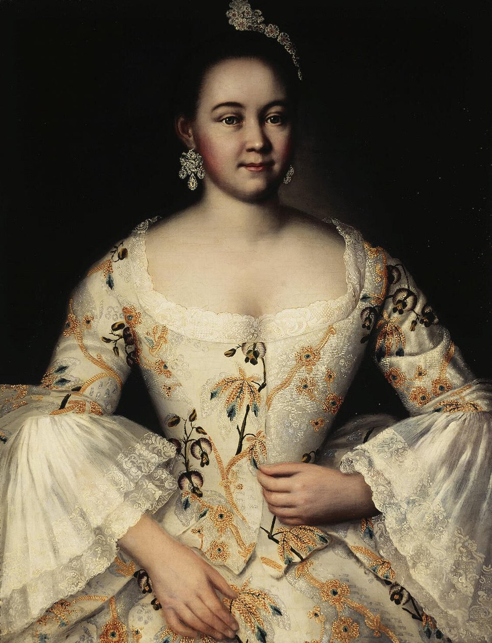 Portrett av Stepanida Yakovleva 1738-1781, etter 1757 av Ivan Yakovlevich Vishnyakov