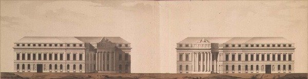 Plan for plassen foran Admiralitetet, ca. 1770 (penn, pensel, blekk og akvarell) av Ivan Yegorovich Starov