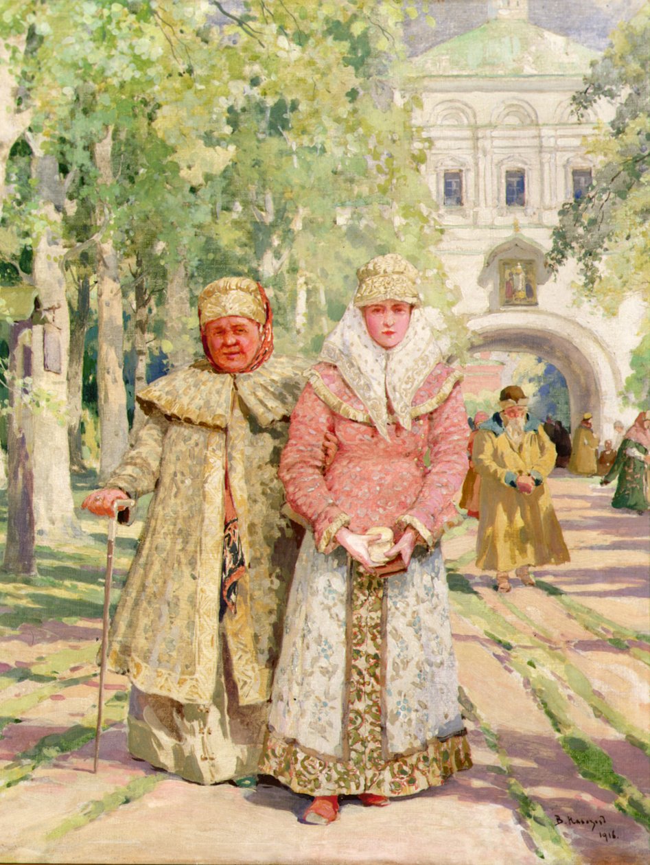 Mor og datter kommer tilbake fra kirken av Ivanovich Vasili Navazov