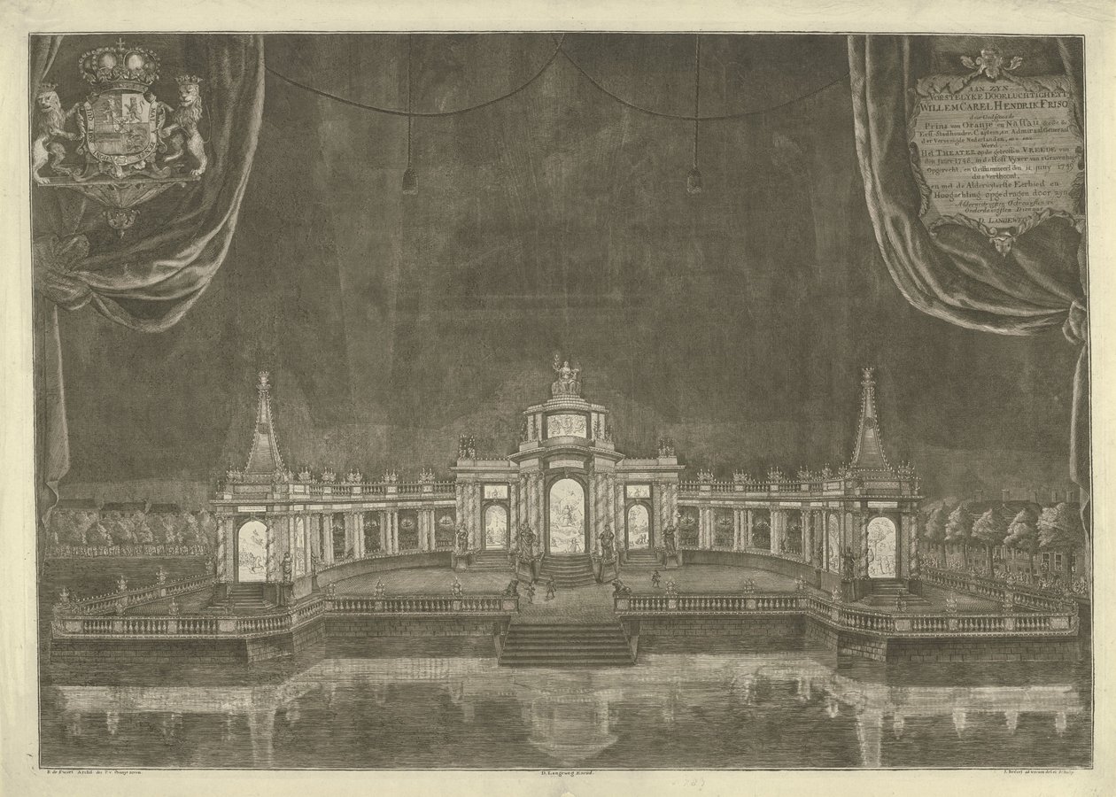 Belysning av teatret i Haag før freden i Aachen, 1749 av Iven Besoet