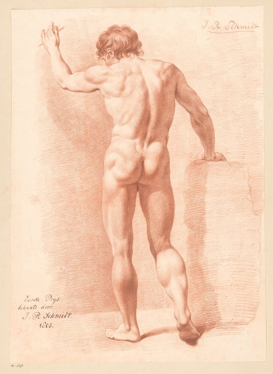 Stående naken mann, sett bakfra (1. premie 1805) av Izaak Riewert Schmidt