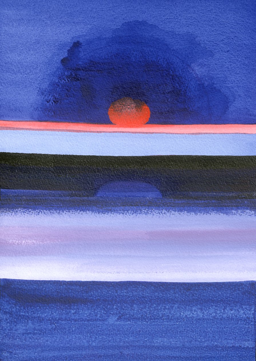 Havlandskap, solnedgang, Helsinki, 1991 (akryl på lerret) av Izabella Godlewska de Aranda