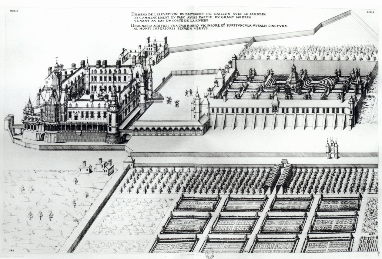 Chateau de Gaillon, fra "De mest utmerkede bygningene i Frankrike" av J. Androuet Ducerceau