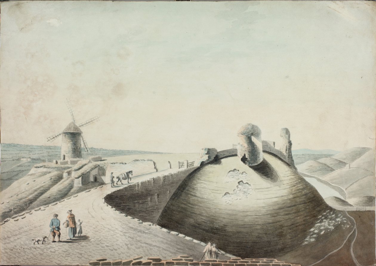 Castle at Berwick-on-Tweed (blekk, blyant og wc på papir) av J. Bulman