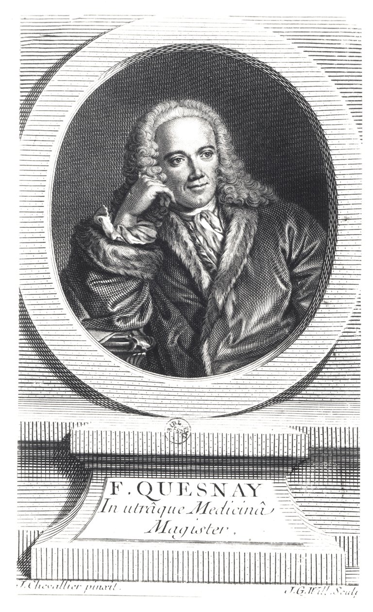 Portrett av Francois Quesnay (1694-1774) gravert av Johan Georg Wille (1715-1808) av J. Chevallier