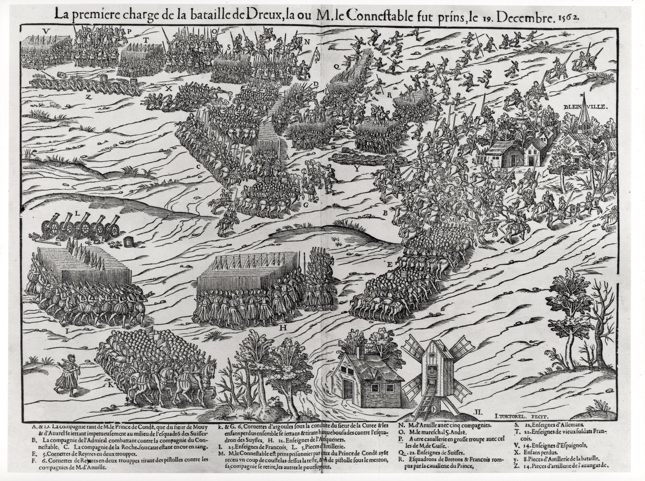 Slaget ved Dreux, 19. desember 1562 av J. J. and Tortorel, J. Perrissin