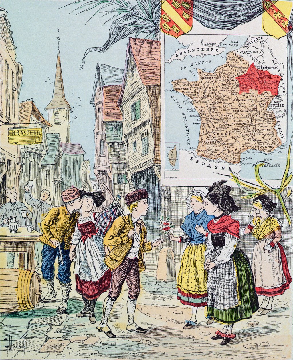 Alsace-Lorraine, illustrasjon for Le Tour de France av Marie de Grandmaison, 1893 av J. Maurel