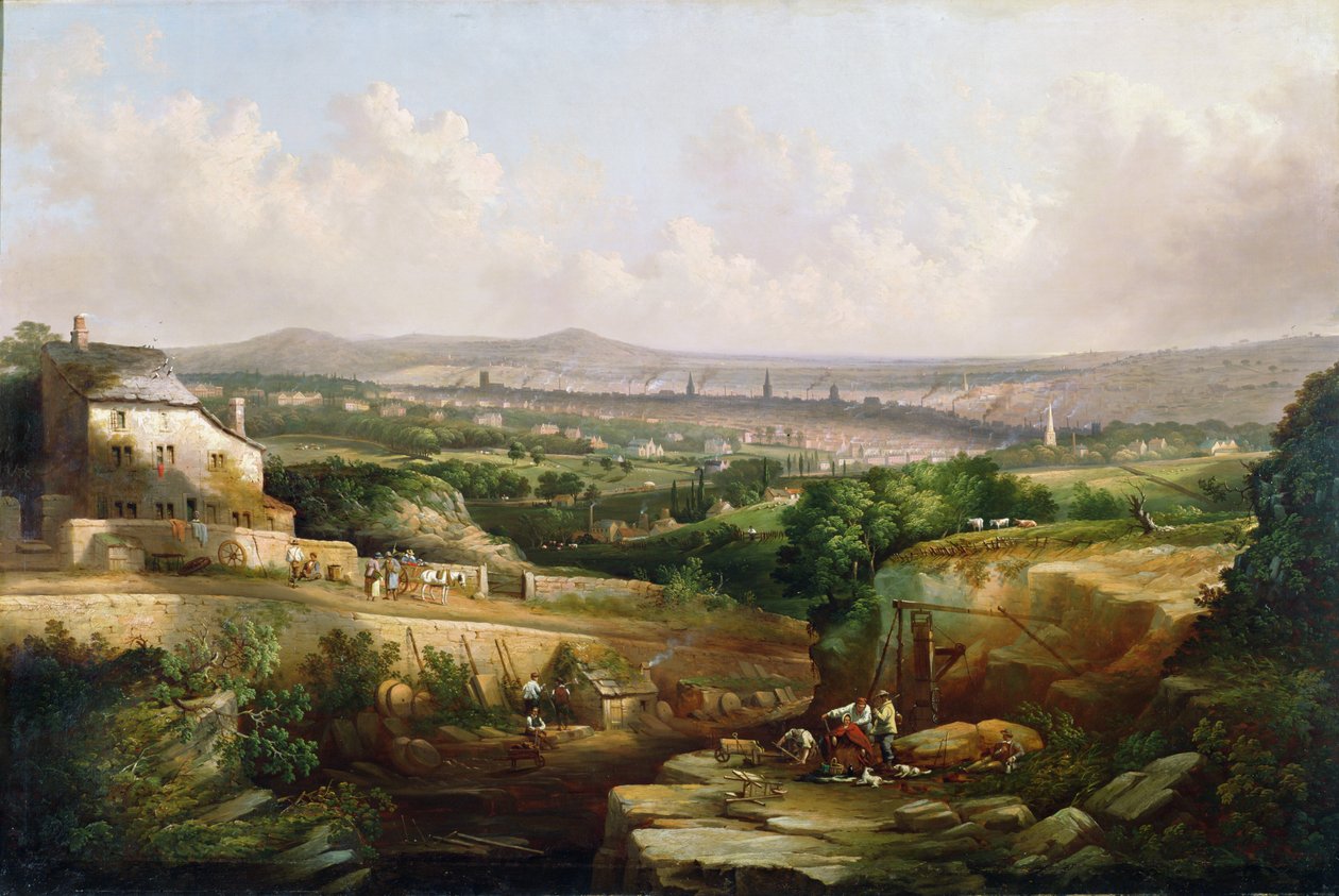 En utsikt over Sheffield fra Psalter Lane, ca. 1850 av J. McIntyre