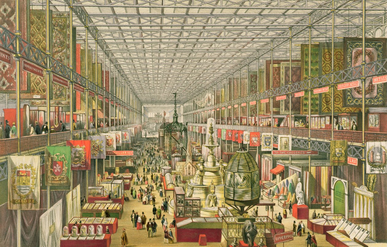 Utsikt over det britiske departementet for den store utstillingen av 1851, gravert av Robert Kent Thomas (1816-1884), Day und Son, pub 1851 av Ackermann av J. McNevin