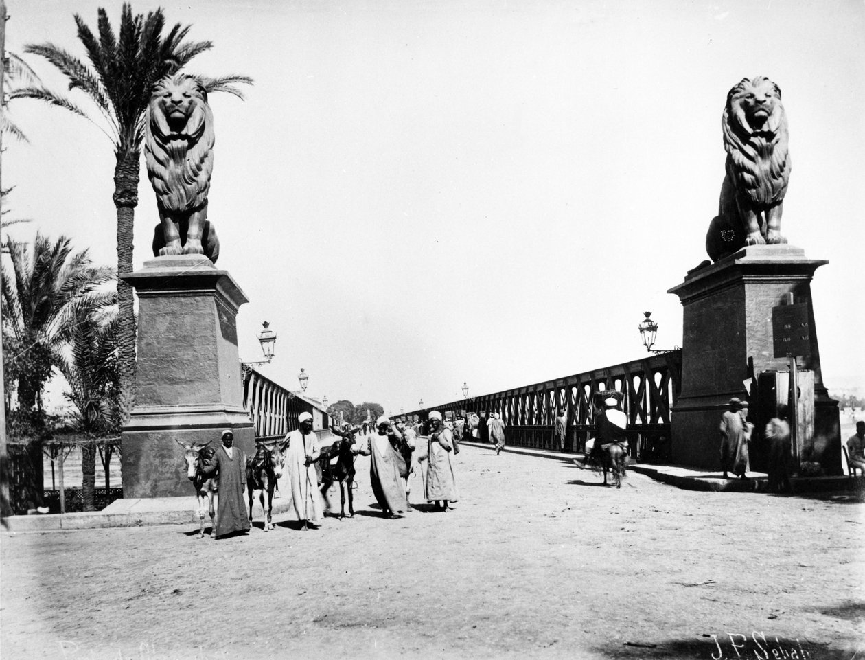 Kobri el Gezira-broen, Kairo, ca. 1880 av J. Pascal Sebah
