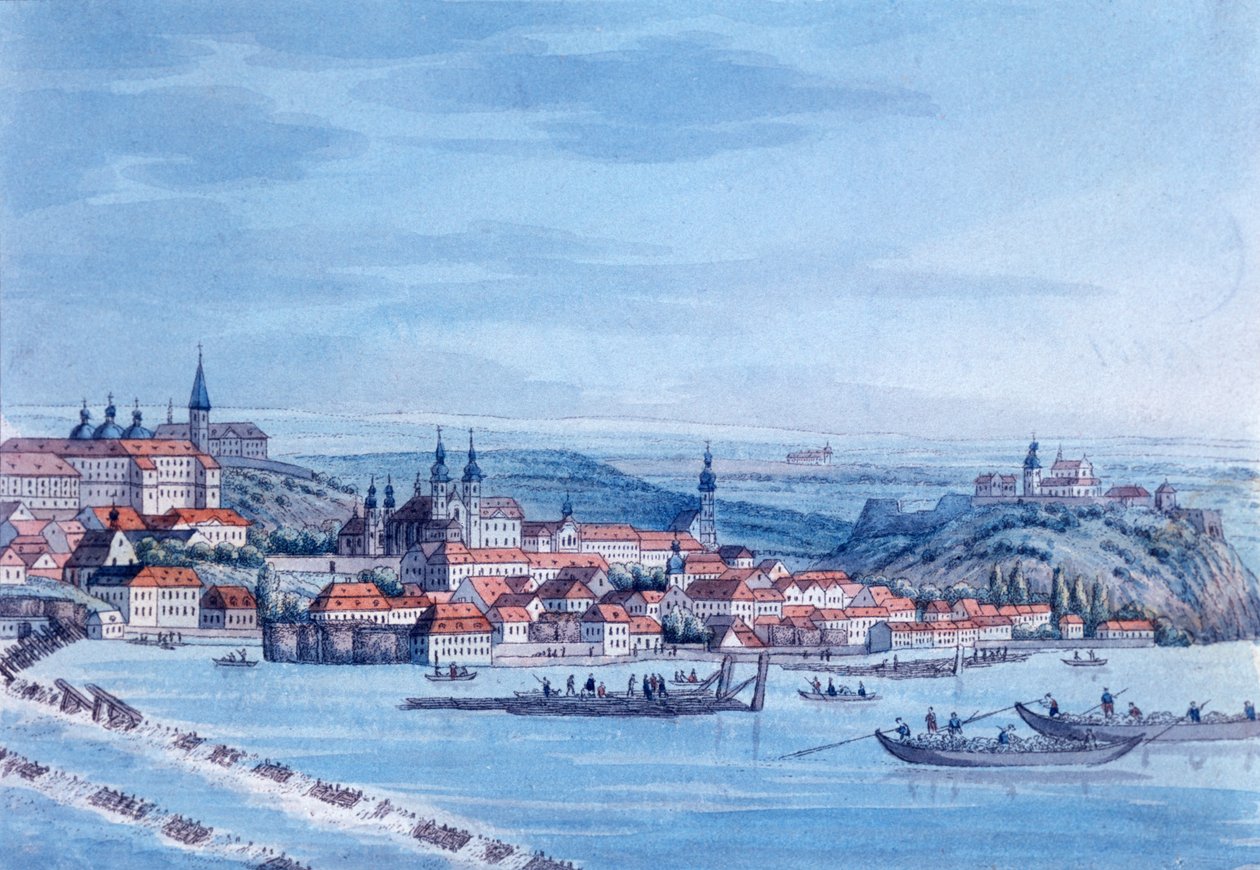 Utsikt over New Town, Praha, etter 1820 av J. Rattay