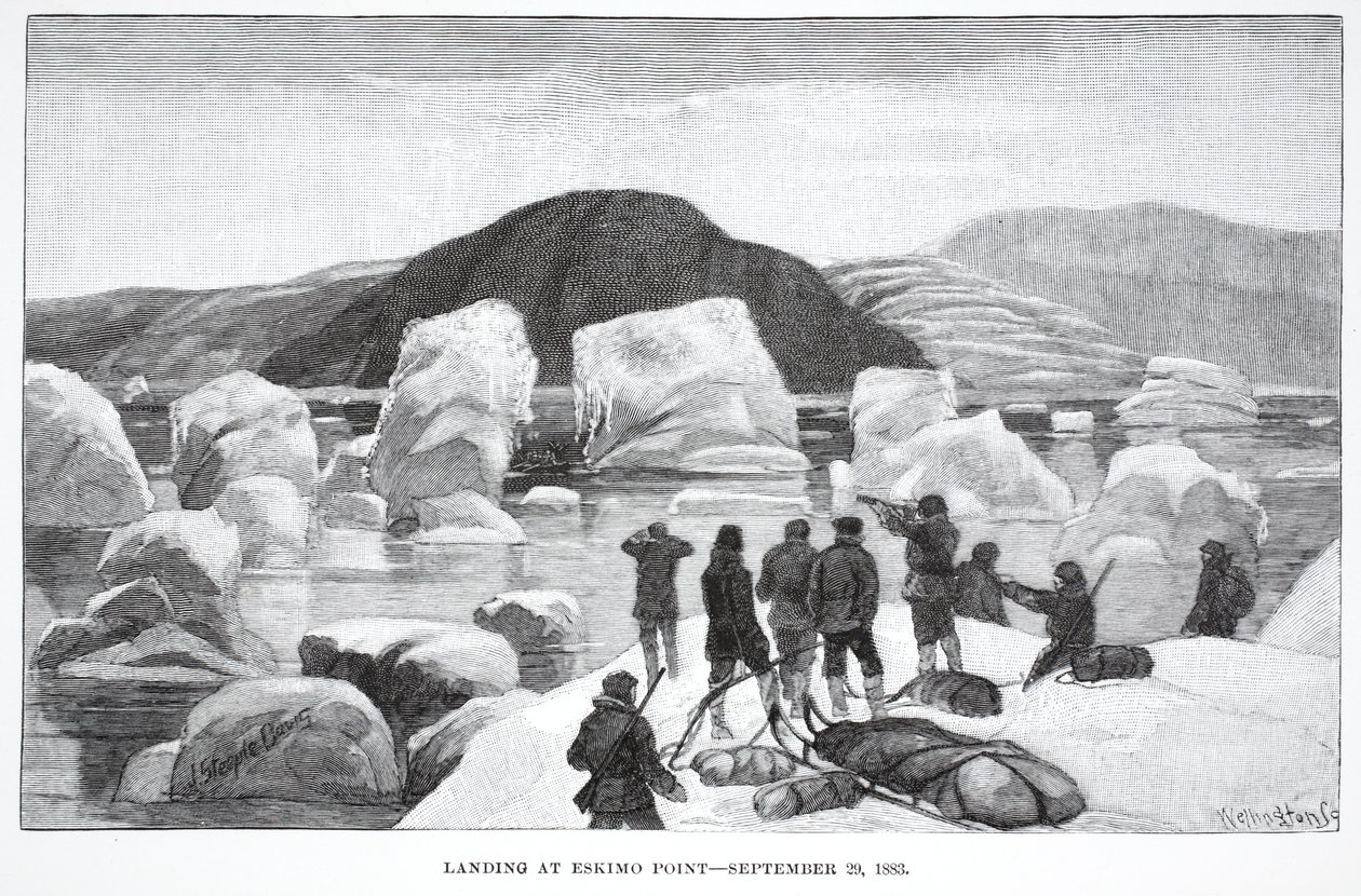 Landing på Eskimo Point, 29. september 1883, Pub. London 1886 av J. Steeple Davis