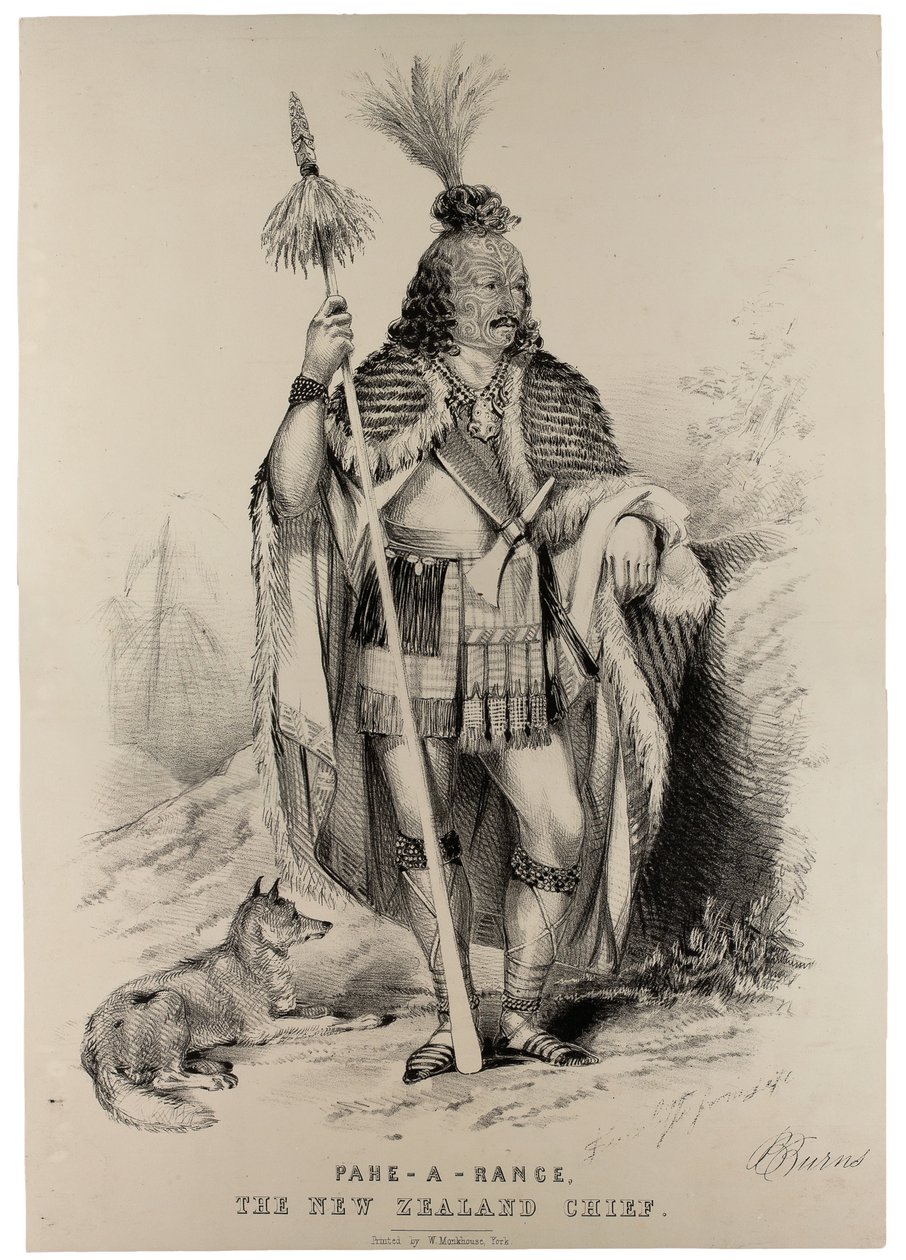Pahe-A-Range, New Zealand-sjefen, ca. 1844 av J. Sutcliffe